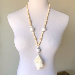 Bead and Tassel Statement Necklace